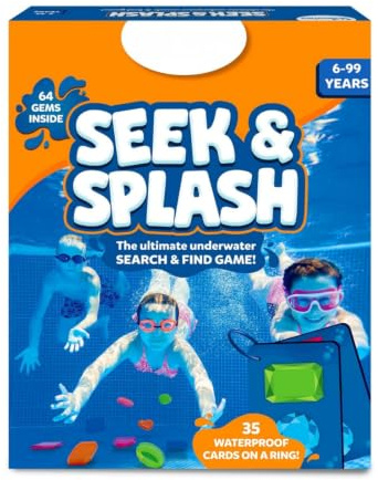 Juguetes para la Piscina Seek & Splash Incluye 64 Gemas de Colores | juguete de buceo para la piscina para niños, diversión veraniega y regalos para niños y niñas