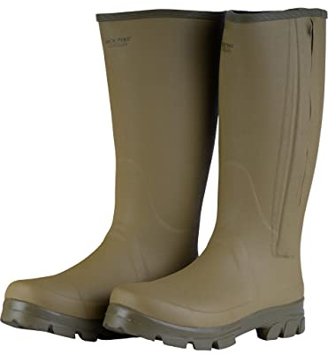 JACK PYKE Ashcombe Zipped Wellington Boots for Men – Waterproof Rubber Outdoor Work Boots with 3mm Neoprene Lining, YKK Zip, Full-Length Gusset & High-Grip Sole – Field, Farming, and Hunting Use,11 UK