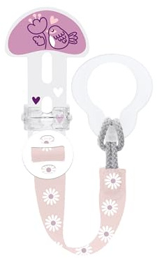 MAM Clip It Dummy Clip | Baby Soother Clips Fit All MAM Soothers | Adjustable Length and Lightweight Design | Baby Accessories | Spotted Strap (Various Designs) | Dummies Not Included