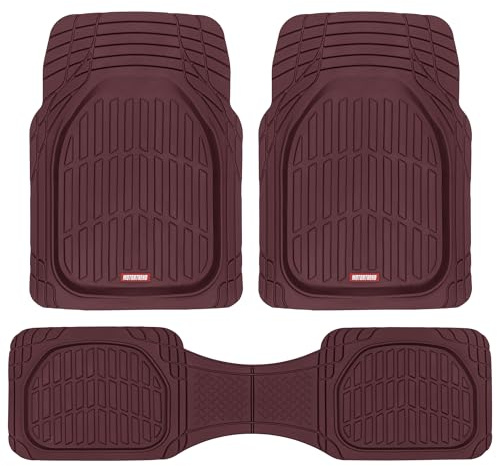 Motor Trend 923-BD Burgundy FlexTough Contour Liners-Deep Dish Heavy Duty Rubber Floor Mats for Car SUV Truck & Van-All Weather Protection, Universal Trim to Fit