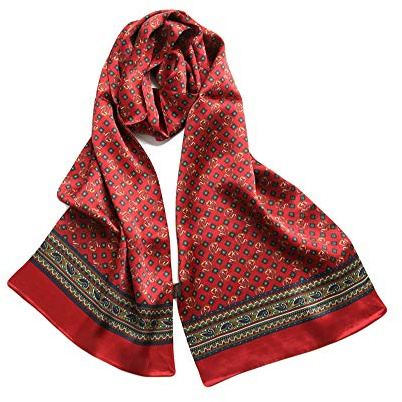 UK_Stone Bufanda de seda 100 % pura para hombre, diseño vintage de lunares, doble capa, para caballeros, Patrón de estribo rojo oscuro, Taille unique