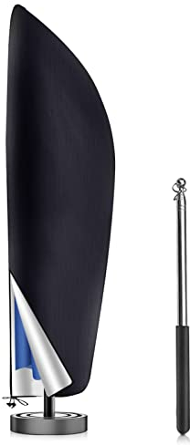 Aoreun Housse Parasol Déporté Imperméable, Anti-UV, Résistante aux Déchirures - Couverture avec Tige en Oxford 210D, Fermeture à Glissière 280x30/81/45 cm - Noir