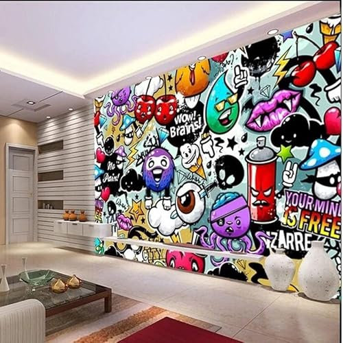 Custom Size Wall Murals，Colorful Graffiti，Removable Peel and Stick Self-Adhesive Wall Murals Large Photo Wallpaper
