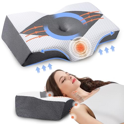 Hydomi Memory Foam Orthopädisches Kissen: Ergonomisches Kopfkissen für Nackenschmerzen-Nackenkissen Kopfkissen- Antischnarchkissen für Seiten, Rücken & Bauchschläf-Hohles Design, Ohrenschmerzen-frei