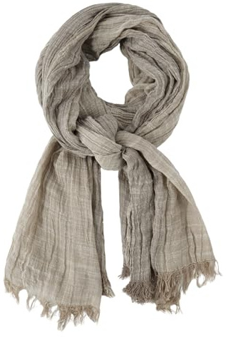 DAMILY - Bufanda para hombre, plisada a rayas, cómoda, de algodón y lino, para invierno, caqui oscuro, M