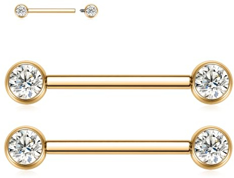 AROWRO Titan bröstvårta stänger bröstvårta piercing smycken platt rygg tungstänger tungpiercing internt gängade ringar för bröstvårta tungstav piercing smycken