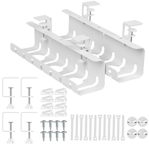 Asebrar Gestión de cables debajo del escritorio [Sin tornillos ni pegamento], soporte para cables, organizador de cables debajo del escritorio, estantes para gestión de cables, paquete de 2 unidades,