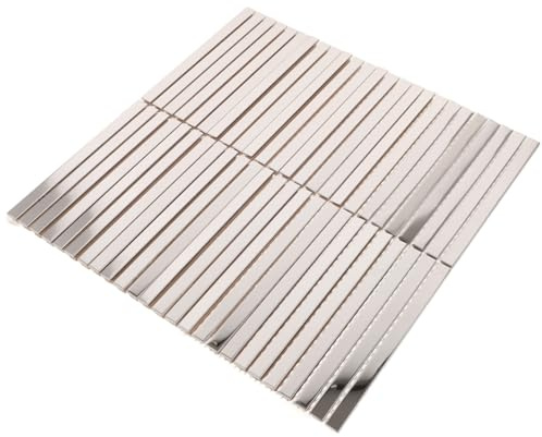 DOITOOL Baldosas de espejo de plata largo protector contra salpicaduras mosaicos conformado chapoteo espejos azulejos azulejo de mosaico de espejo decoración de fondo baldosas de cerámica