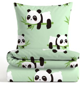 Traumhaft schlafen - Castell - Markenbettwäsche Polar-Fleece Bettwäsche 0330250 Panda 1x 135x200 cm + 1x 80x80 cm, Mint