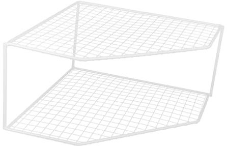CONGARTENO Organizador de Ollas y Sartenes de Doble Capa Blanco Estante Multiusos para Esquina de Cocina Soporte para Encimera y Gabinete Práctico Almacenamiento de Utensilios y Tapas