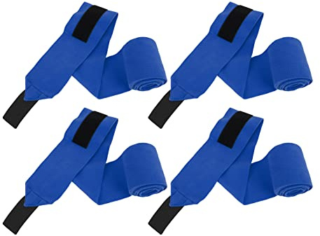 KIMISS Pferdebeinbandagen für Training und Training – 4 Selbstklebende Fleece-Bandagen für die Pflege und Unterstützung von Pferden (Blue)