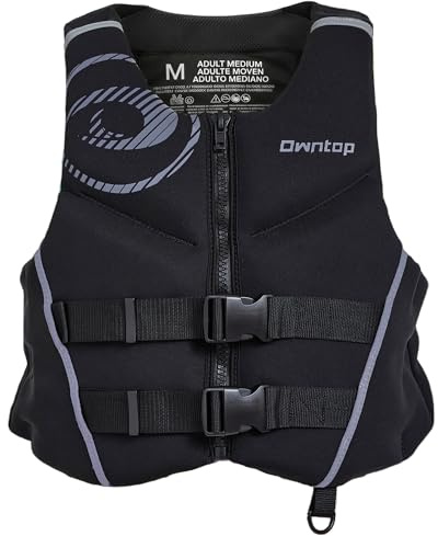 Owntop Adults Buoyancy Aid | Lightweight Neoprene Swim Vest | Foldable Buoyancy Vest with Dual Safety Straps | Float Jacket 50N for Fishing, Kayaking, Canoeing, Paddleboarding (Gray,XL)