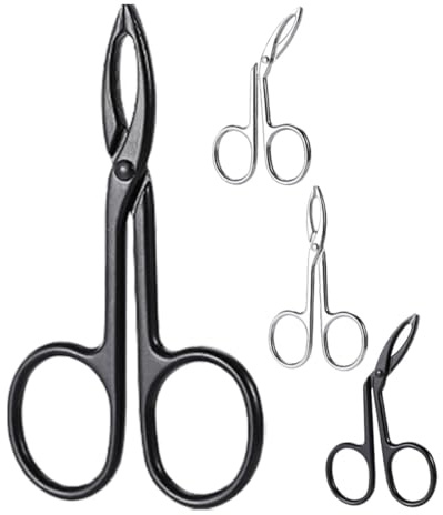 TEHAUX Set 4 Pinzette per Sopracciglia e Forbici in Acciaio Inossidabile, Pinzette a Forbice Punte Dritte e Curve per Modellare Peli del Viso, Depilazione Viso e Barba per Donna e Uomo