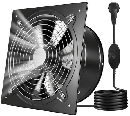 VEVOR Ventilatore di Scarico da 304 mm, Ventilatore di Sfiato a Parete ad Alta Velocità da 1558 CFM con Controllo della Velocità, Basso Consumo da 70 W, per Soffitta, Garage, Cantina, Officina