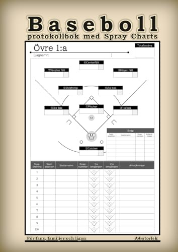 Baseboll-protokollbok med Spray Charts: Lättanvänd matchspårare (1 sida per inning) | Inkluderar stora Spray Charts & laguppställningstavlor | Den ... för föräldrar, fans & vuxenligor A4-storlek