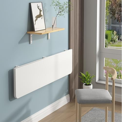 Väggmonterat vikbart skrivbord, hängande bladbord för kontor, kök och tvättstuga, flytande arbetsbänk i massivt trä, platsbesparande design, 100 cm fällbart bord