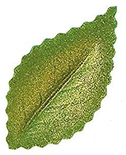 dekora – 400 decorazioni commestibili per torta in cialda 4,2 cm, verde metallizzato, Foglie per cake design, dolci, cupcakes e dessert eleganti