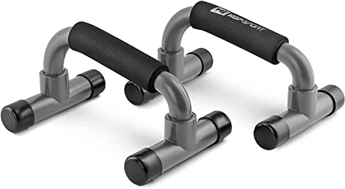Hop-Sport Liegestützgriffe HS-P010PU 2er-Set - rutschfeste Push up Stand Bar für Krafttraining und Muskelaufbau (grau)