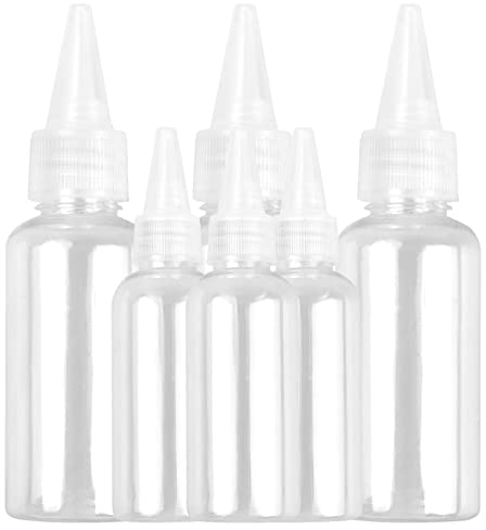 Mikihat 6 Stück Squeeze Flaschen, Quetschflaschen mit Schraubdeckel, Mehrzweck Kunststoff Quetschflasche, Kunststoffflaschen Squeeze, Quetschflaschen Klein für Olivenöl, Heiße Soße (30ml 60ml)