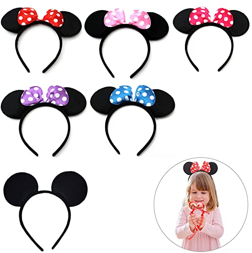 6 Stück Maus Ohren Haarreife, Mouse Ears Stirnbänder, Maus Ohr Stirnband, Mouse Ohren, Glitzer Mäuse Stirnband, Maus Ohren für Kinder, für Maskerade, Geburtstagsfeier, Party Nacht, Club (6 Farben)