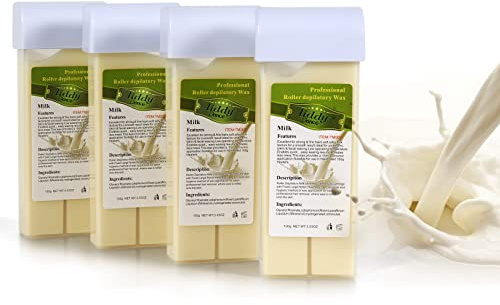 Milk Roll on Wax Wax Refills for Wax Warmer Kit Hair Removal Wax Cartridge at Home Waxing Roller Wax for Women Men Body Hair Removal Wax 4 Pack