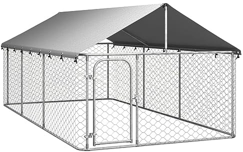 Gecheer Chenil Extérieur pour Chiot: Sécurité, Confort & Grand Espace d'Exercice - 400x200x150 cm