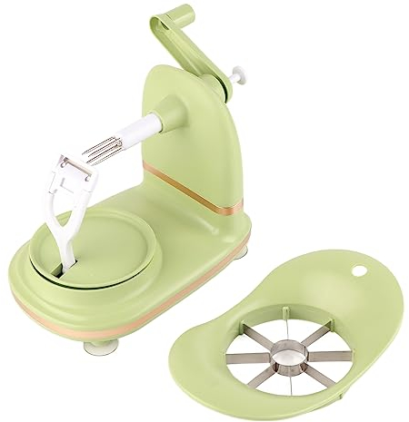 Pelapatate a Manovella con Taglierino per Frutta, Macchina Multiuso per Sbucciare la Frutta in Acciaio Inossidabile PP, Pelapatate e Affettatrice per (Verde Chiaro)