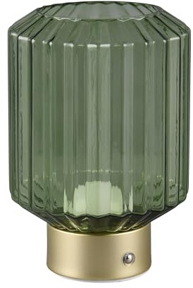 Reality Leuchten R57761115 Lord R57761115 Lampe de table à 4 LED tactiles en métal laiton mat et verre vert 1,5 W