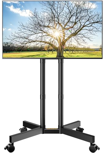 PERLEGEAR Mobile TV Stand on Wheels, Portable TV Stands for 32-70 inch TVs, 5 Level Height Adjustable Rolling TV Stands with -15° to +5° Tilt, Tall TV Stand Max VESA 400x400mm up to 40 kg, PGTVMC14