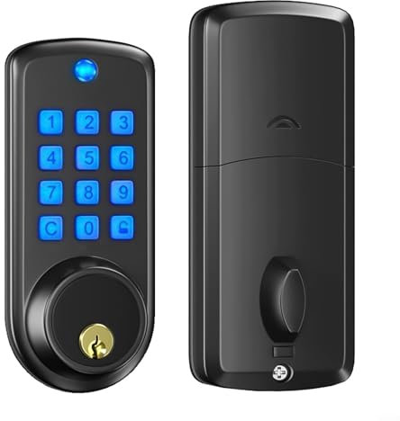 Verrou de porte à code numérique, serrure de porte d'entrée électronique à clavier à verrouillage automatique, serrure à mot de passe anti-regards pour la maison et le bureau (noir)