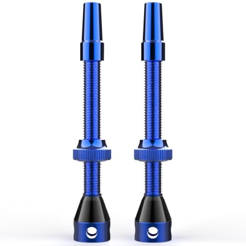 Shredr. Juego de válvulas sin cámara, azul | Válvulas Presta para neumáticos sin cámara | Aluminio súper ligero, anodizado en azul, válvula francesa | 60mm para llantas de bicicleta de carreras de