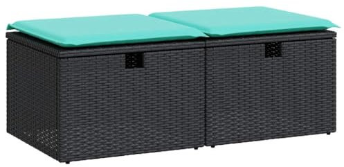 vidaXL Set sofás jardín y Cojines 2 pzas ratán sintético Acacia Negro, Juego de sofás de Exterior, Juego de salón de jardín, Juego de sofás de ratán sintético