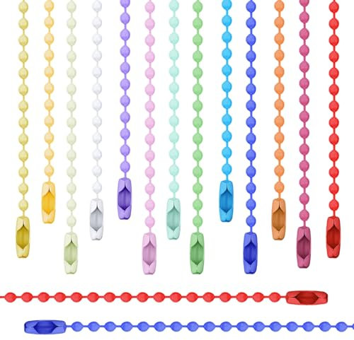 100Pcs Bead Chain Ball Chain Necklace, 3,74Inch Adjustable Mixed Color Metal Dog Tag Chains Ball Chain Connectors for Hanging Ornament Jewelry Tags, Christmas Decoration, Jewelry Making, DIY Crafts