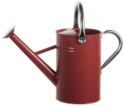 Arrosoir Jardin 5L, Arosoires Extérieur, Arrosoir en Métal pour Plantes Interieur avec Bec Amovible, Arrosoir à Fleurs avec Poignée Incurvée, Anti-Fuite, Construction Robuste et Antirouille, Rouge