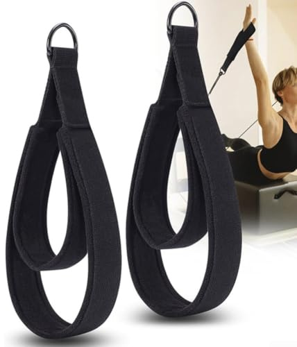 2 correas reformadoras de doble bucle para yoga y pilates, para uso de pie y mano, correas de algodón de poliéster con cierre a presión de metal anticorrosivo