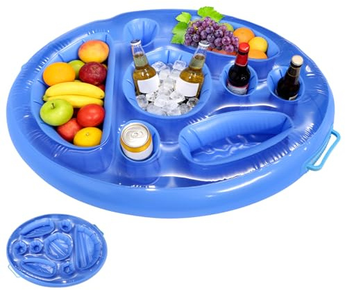 Herbst Porte-gobelet gonflable à 8 trous, accessoire de piscine pour adulte (bleu)