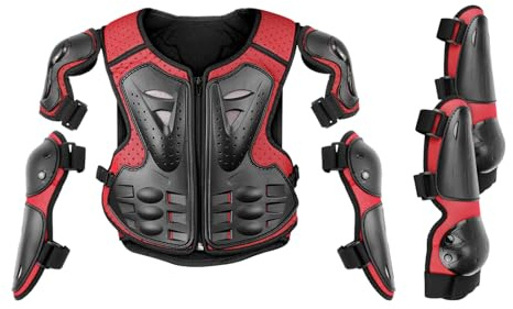 Attrezzatura da motocross per bambini, protezione moto per bambini – Protezione corpo per moto bambini – Armatura per attrezzature Dirt Cycling – Protezione da equitazione da motocross con ginocchia