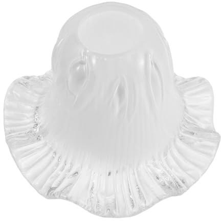 PRETYZOOM Paralume in Vetro Vintage Bordi in Pizzo Bianco, Paralume a Forma di Fiore Compatibile Attacco E27 per Camera da Letto e Arredamento D'interni