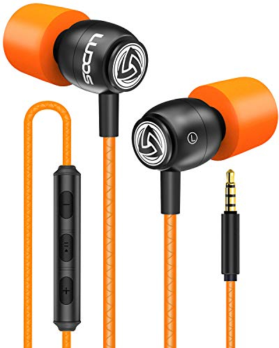 Ludos Clamor Auriculares In Ear con Cable y Microfono, 5 Años de Garantía, Cascos Espuma de Memoria, Cable Reforzado, Graves, Earphones para para iPhone, iPad, Samsung, Mi, Xiaomi, Huawei, Gaming