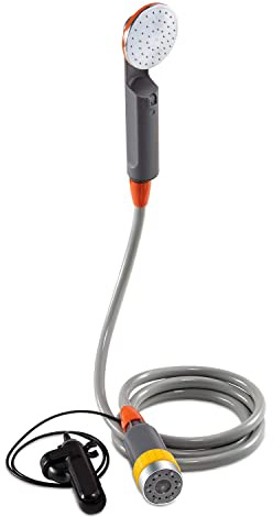 Ivation Portable Camping Shower | Compact Handheld & Hands-Free Rechargeable Outdoor Shower Head & Cleaning System w/ 3.7V Pump, 6-Ft Hose, Bidet Head, Removable Filter, Multiuse Hook & USB Cable