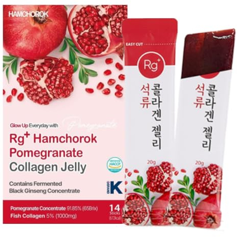 HAMCHOROK Rg+ Granatapfel-Kollagen-Gelee (20 g x 14 Stück) / Antialterung Korean-Beauty / 360DA Meereskollagen + Vitamin C&E Ginseng-Konzentrat zur Unterstützung des Immunsystems, Haut (14)