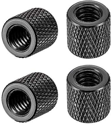 uxcell 1/4-20 x 10mm x 10mm Aluminum Alloy Hand Screw Nuts Diamond Knurl Knurled Camera Tripod Pass Hole Nut Black 4pcs