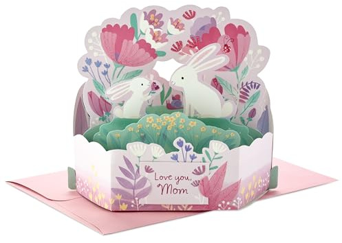 Hallmark Paper Wonder Mother's Day Pop Up Card (Bunnies) for Spring, Easter Card for Mom