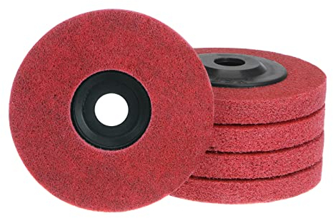sourcing map 5 dischi abrasivi per lucidatura in fibra di nylon, 10,2 x 5/8, grana 240, grana 9P, disco lamellare abrasivo in tessuto non tessuto, mola per smerigliatrici angolari, rosso