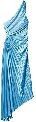QLXYYFC Kvinnors One Shoulder Klänning A-Line Cocktailklänning Festklänning Fritid Cocktailklänning Festklänning (Color : Blue, Size : M)