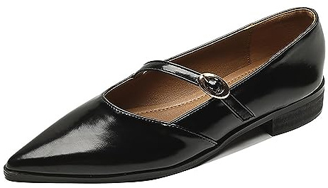Ballerine Femme Pointu Toe Ballerines Petit Talon Ballerines Confortable Cuir Ballet Classique || Appartements et Boucle Métallique Décorative
