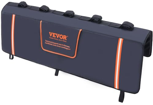 VEVOR Pickup Heckklappe Heckklappenpolster 135 cm, LKW Heckklappe Pad 5 Fahrräder, 110 x 110 mm Rillen Fahrradheckträger für Holz, Leitern usw. Ladeklappenhebel Schutz mit 2 Kleinen Taschen