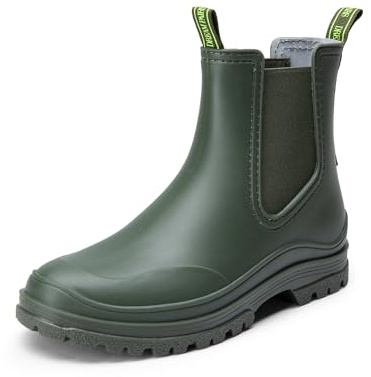 DREAM PAIRS Stivali di Pioggia Donna, Stivali Chelsea di Gomma Alla Caviglia Impermeabili Antiscivolo Comodi,Size 37,Verde Scuro,SDRB2405W-E