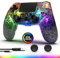 Controller per PS4 Wireless Joystick Controller LED per Playstation 4/Pro/Slim con retroilluminazione RGB regolabile, Batteria da 1000 mAh, sensore di movimento Dual Shock a 6 ass, cuffie da 3,5 mm