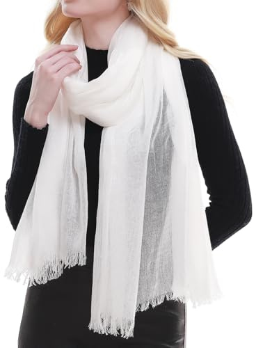 RIIQIICHY Sciarpa Bianco Foulard Donna Pashmina Scialle Stola Elegante Cerimonia Invernale Primaverile Leggera Morbide Lunga Autunnale Estiva